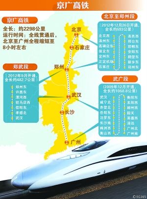 京广高铁车票上午开售 票价低于京沪线_新浪广