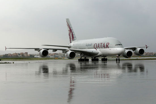 广州成卡塔尔航空A380客机执飞的首座中国城